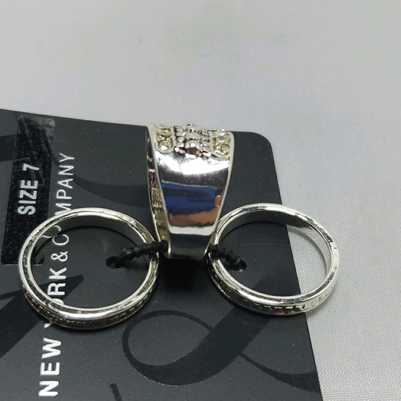 NY & co 3 stackable rhinestone silver bling ring - Picture 3 of 5